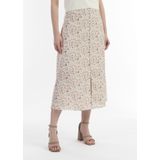 Usha - A-lijn Rok - Kaki / Roestrood / Wit - 3/4 Lengte - Bloemenprint
