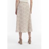 Usha - A-lijn Rok - Kaki / Roestrood / Wit - 3/4 Lengte - Bloemenprint