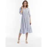 Usha - Jurk - Turquoise - V-hals - 3/4 Lengte - Bloemenprint