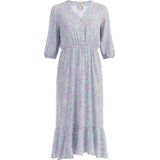 Usha - Jurk - Turquoise - V-hals - 3/4 Lengte - Bloemenprint