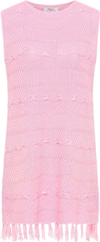 usha - FESTIVAL - Gebreide Jurk - Lichtroze - Mouwloos - Kort