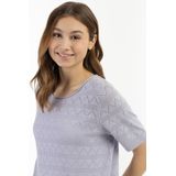 myMo - Gebreide Trui - Korte Mouwen - Lichtgrijs - Viscosemix