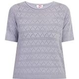 myMo - Gebreide Trui - Korte Mouwen - Lichtgrijs - Viscosemix