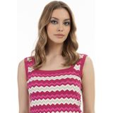 faina Gebreide top  beige / fuchsia / donkerroze / wit