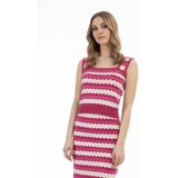 faina Gebreide top  beige / fuchsia / donkerroze / wit