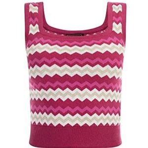 faina Gebreide top  beige / fuchsia / donkerroze / wit