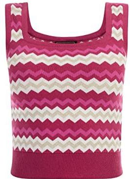 faina Gebreide top  beige / fuchsia / donkerroze / wit