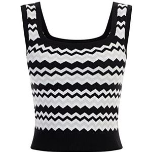 faina Gebreide tanktop voor dames, zwart, wit, XS