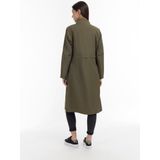 MyMo - Jas - Olijf - Licht Glanzend Nylon - A-Lijn, Veel Zakken, Ritssluiting