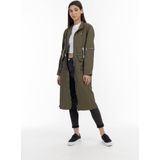 MyMo - Jas - Olijf - Licht Glanzend Nylon - A-Lijn, Veel Zakken, Ritssluiting