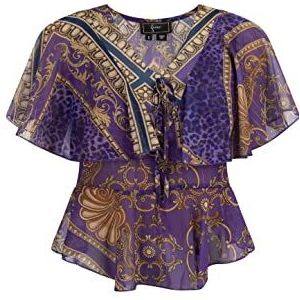 faina Blouse  blauw / bruin / geel / sering