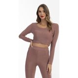 Faina - Jersey Crop Top - Oude Roos - Dames