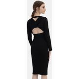 Mymo Midi-jurk met lange mouwen Dames zwart