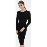 Mymo Midi-jurk met lange mouwen Dames zwart