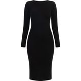 Mymo Midi-jurk met lange mouwen Dames zwart