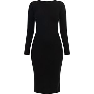 Mymo Midi-jurk met lange mouwen Dames zwart