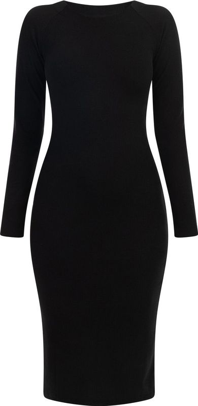 Mymo Midi-jurk met lange mouwen Dames zwart