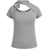 MYMO - Shirt - Grijs Gemêleerd - Jersey - Ronde Hals - Slanke Pasvorm