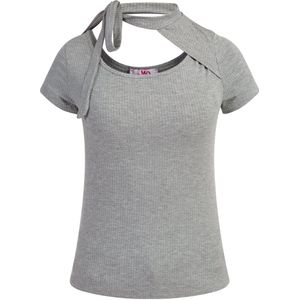 MYMO - Shirt - Grijs Gemêleerd - Jersey - Ronde Hals - Slanke Pasvorm