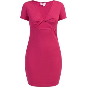 Mymo - Geribde Gebreide Mini-jurk - Roze - Dames