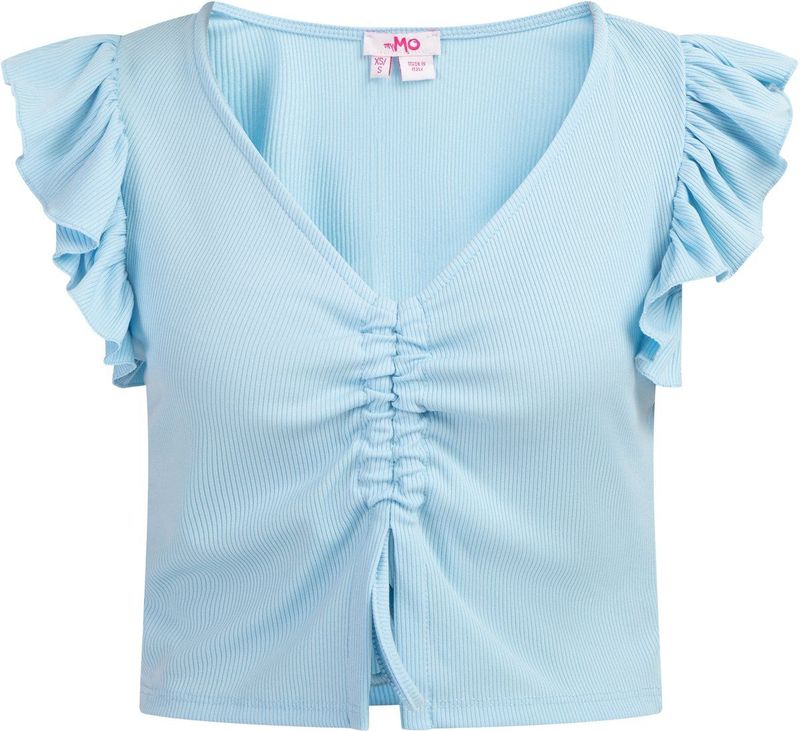 MYMO - Top - Lichtblauw - Jersey - V-hals - Kwartmouw