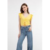 MYMO - Top - Lichtgeel - Jersey - V-hals - Kwartmouw
