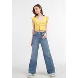 MYMO - Top - Lichtgeel - Jersey - V-hals - Kwartmouw