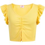 MYMO - Top - Lichtgeel - Jersey - V-hals - Kwartmouw