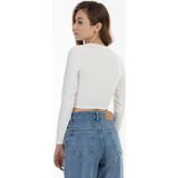 Mymo - Crop Top - Wit - Met Lange Mouwen