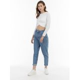 Mymo - Crop Top - Wit - Met Lange Mouwen