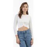 Mymo - Crop Top - Wit - Met Lange Mouwen