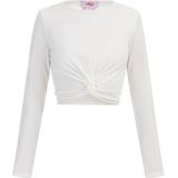 Mymo - Crop Top - Wit - Met Lange Mouwen