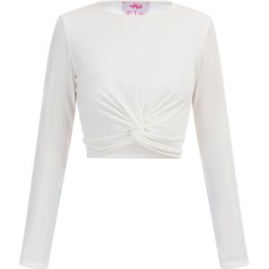 Mymo - Crop Top - Wit - Met Lange Mouwen