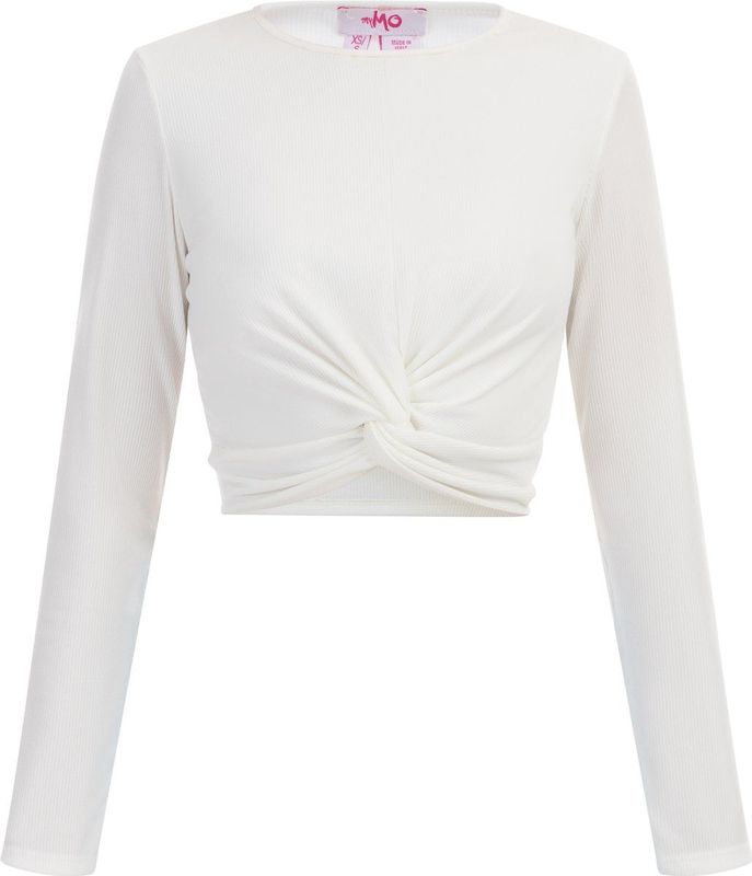 Mymo - Crop Top - Wit - Met Lange Mouwen