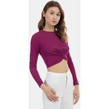 Mymo - Crop Top - Fuchsia - Met Lange Mouwen