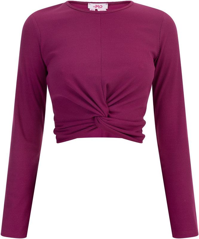 Mymo - Crop Top - Fuchsia - Met Lange Mouwen