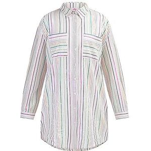 myMo - Overhemdjurk - Wit - Veelkleurige Strepen - Katoenmix met XL-Borstzakken