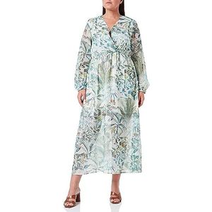 IZIA Jurk  goud / smaragd / jade groen / natuurwit