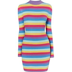 MYMO - Gebreide Jurk 'Biany' - Azuur - Korte Lengte - Aansluitende Pasvorm