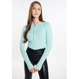 myMo - Kort Vest - Zwart - Viscosemix - Ribgebreide Look