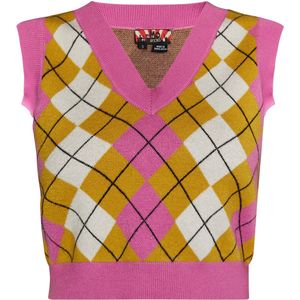 Mymo - Gebreide Trui - Roze Geel Veelkleurig - Dames