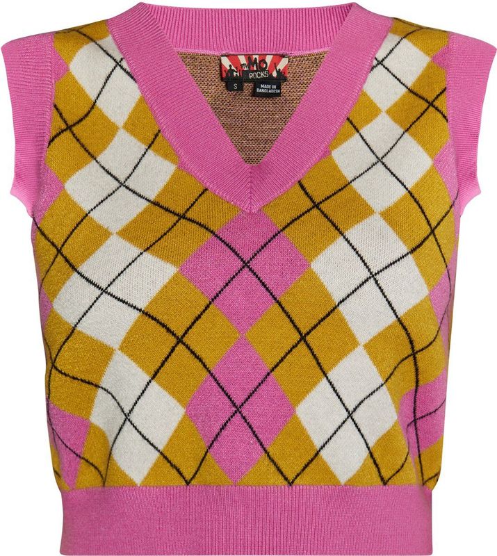 Mymo - Gebreide Trui - Roze Geel Veelkleurig - Dames