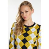 Mymo - Vest - Zwart - Dames - Viscosemix - Schots Argyle-patroon