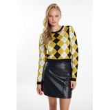 Mymo - Vest - Zwart - Dames - Viscosemix - Schots Argyle-patroon