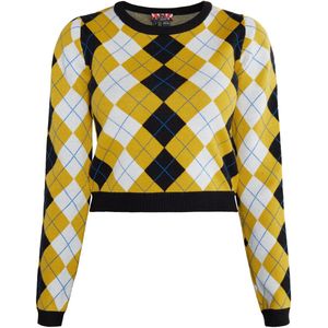 Mymo - Vest - Zwart - Dames - Viscosemix - Schots Argyle-patroon