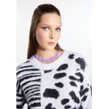 myMo - Gebreide Trui - Dierenpatroonmix - Zacht Franjegaren