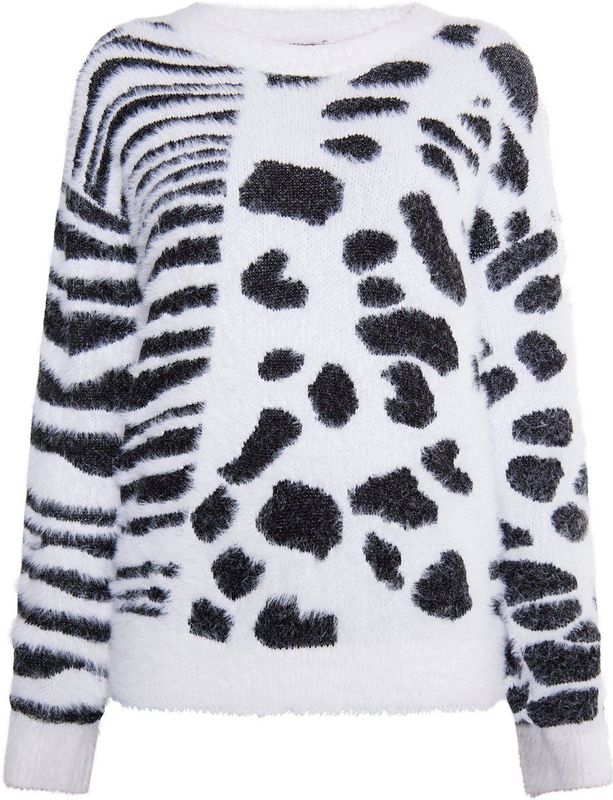 myMo - Gebreide Trui - Dierenpatroonmix - Zacht Franjegaren