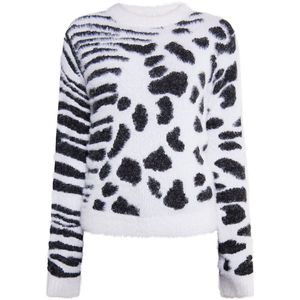 myMo - Gebreide Trui - Dierenpatroonmix - Zacht Franjegaren