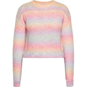Mymo - Gebreide Trui - Veelkleurig - Dames - Ombre Gestreept Patroon