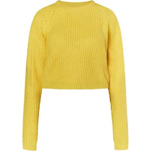 Mymo - Gebreide Cropped Trui - Geel